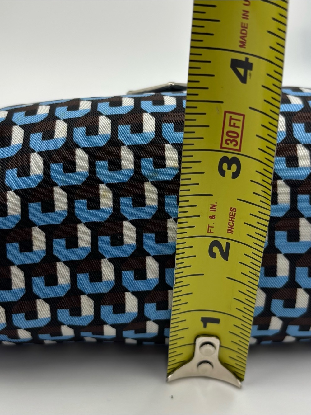 Prada Blue an White Geometric Logo Makeup Pouch - Picture 14 of 14